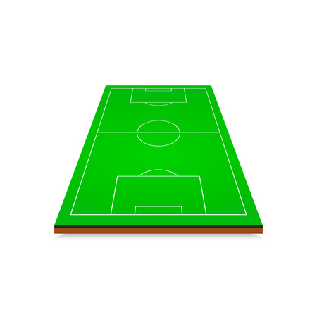 3d football soccer field with grass on white backのイラスト素材