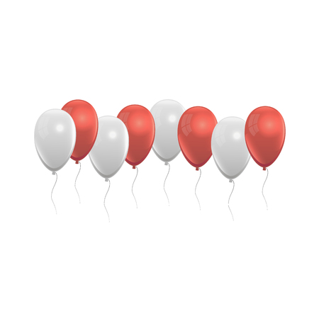 Realistic balloons set red and white, grey colorsのイラスト素材