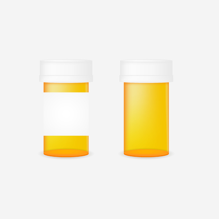 Realistic pill bottle. Mock up. Vector illustrationのイラスト素材