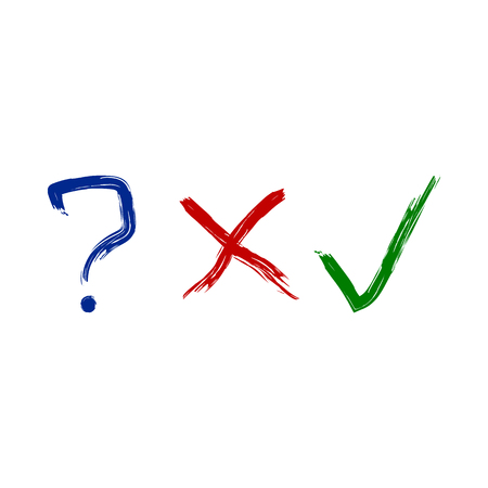 Question, x-letter, check mark icons brush. Vectorのイラスト素材