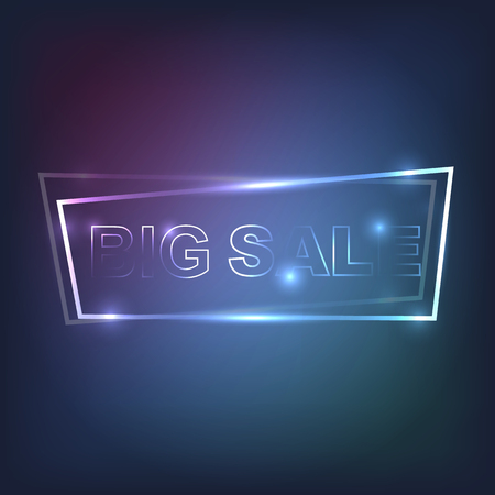 Big sale inscription in neon frame. Abstract light backgroundのイラスト素材