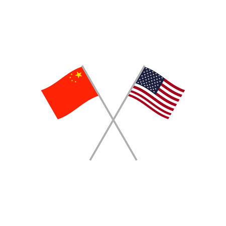 China and Usa flags. Flag icons set illustrationのイラスト素材