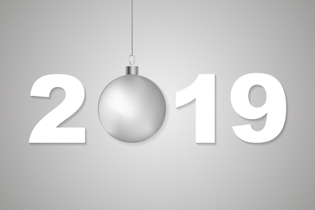 2019 incsription with christmas ball. Happy New Year backgroundのイラスト素材