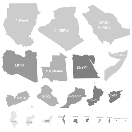 Arab League Countries maps set. Vector eps10のイラスト素材