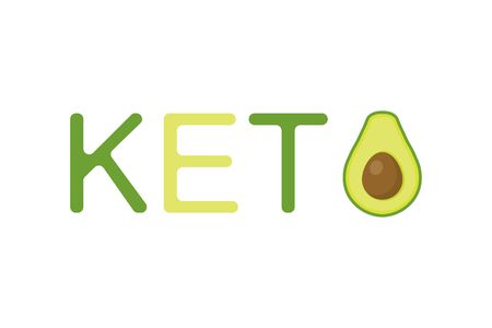 Keto inscription with avocado icon.のイラスト素材