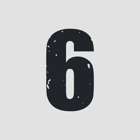 Number 6 grunge style simple design.のイラスト素材