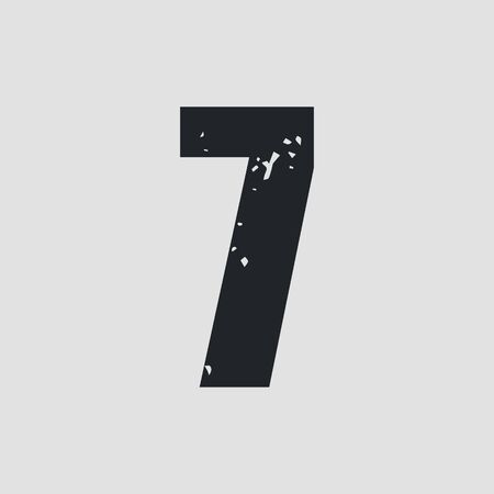 Number 7 grunge style simple design.