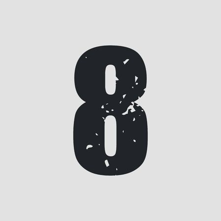 Number 8 grunge style simple design.のイラスト素材
