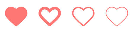 Hearts icon set line styleのイラスト素材