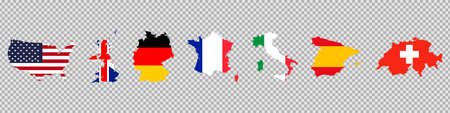 Flag map different country setのイラスト素材