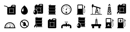 Oil gas fuel icon set simple designのイラスト素材