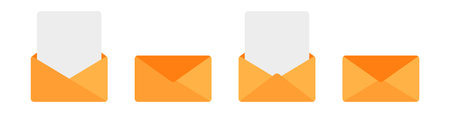 Envelope icon set flat style isolated on white background