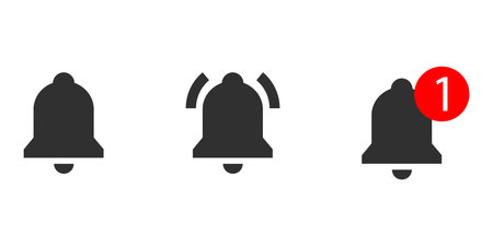 Notification bell alarm icons set