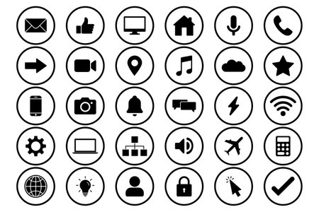 Techno icon set simple designのイラスト素材