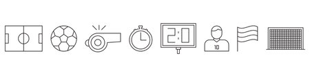 soccer football line icon setのイラスト素材