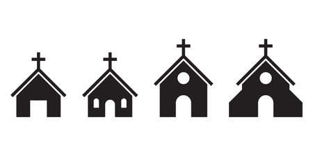 Church silhouette icon set black and white colorsのイラスト素材