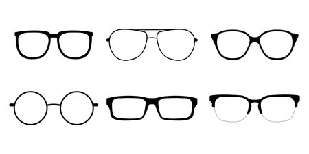 Glasses silhouette icon set simple designのイラスト素材