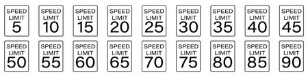 Speed limit road sign setのイラスト素材
