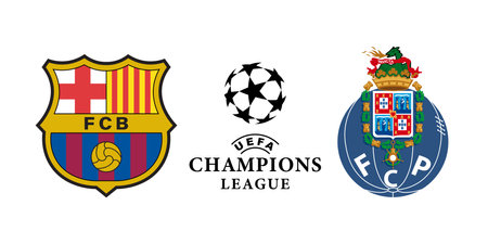 Vinnitsia, Ukraine - September 04 2023. League of champions. Barcelona vs Porto.のイラスト素材