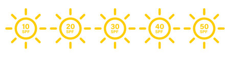 Spf sun icon set simple designのイラスト素材
