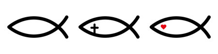 Christian fish icon set basic simple designのイラスト素材