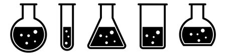 Lab flasks test icon setのイラスト素材