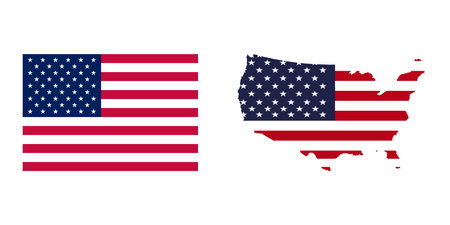 Usa national flag map iconsのイラスト素材
