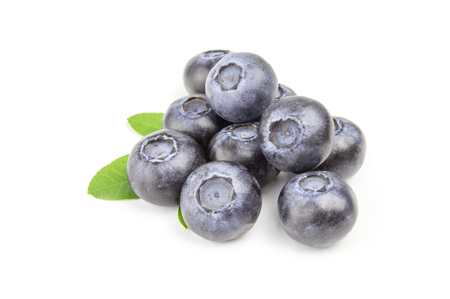 Heap of fresh blueberrys, isolated on white backgroundの写真素材