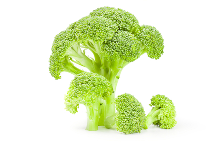 Fresh green broccoli isolated on a white background cutoutの写真素材