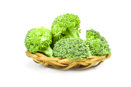 Broccoli floret isolated on a white background cutoutの写真素材