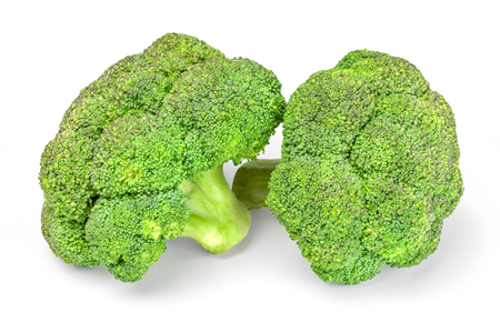 Fresh green broccoli isolated on white background cutout.の写真素材