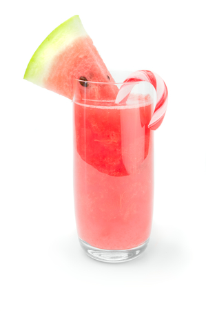 Glass of fresh watermelon juice isolated on white background cutout.の写真素材