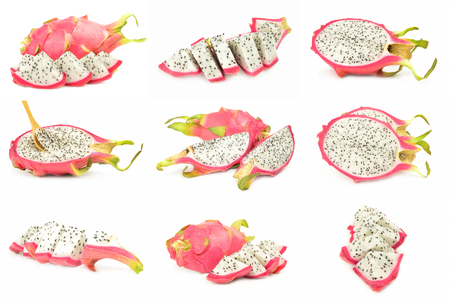 Group of pitahaya isolated on a white backgroundの写真素材