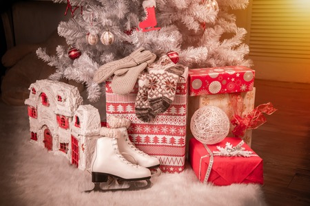 Gifts under the Christmas tree.の写真素材