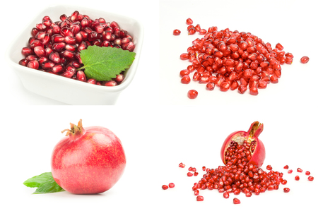 Collage of pomegranate isolated on a white background cutoutの写真素材