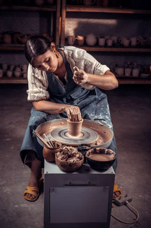 Manual production of ceramic products according to old recipes.の写真素材