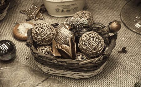 Composition with Christmas decorationsの写真素材