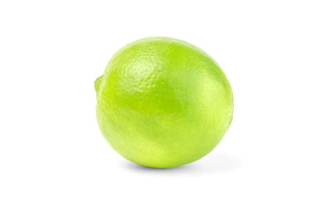 Single lime on white backgroundの写真素材