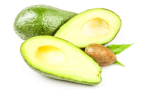 Green avocado isolated on a white cutoutの写真素材