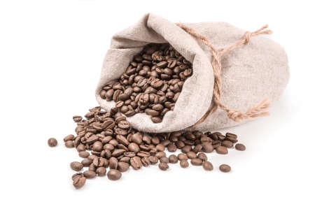 Roasted coffee beans isolated on a white background cutout