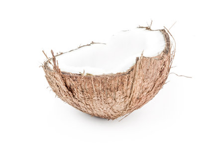Pieces of coconut on a isolated white backgroundの写真素材