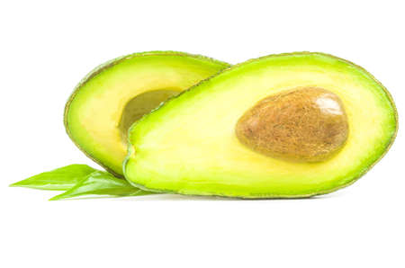 Ripe avocado isolated over a white backgroundの写真素材