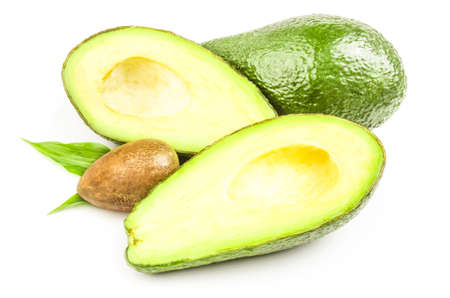 Green avocado isolated on a white cutoutの写真素材