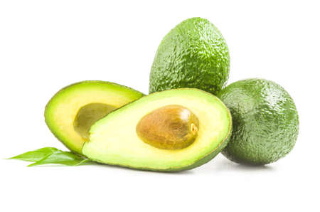 Fresh avocados isolated on a white backgroundの写真素材