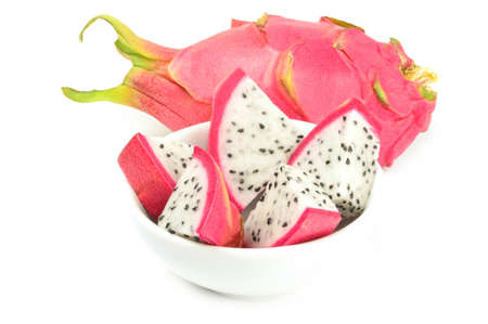 Hylocereus undatus isolated on whiteの写真素材