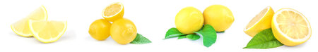 Collage of lemons on a white background.の写真素材