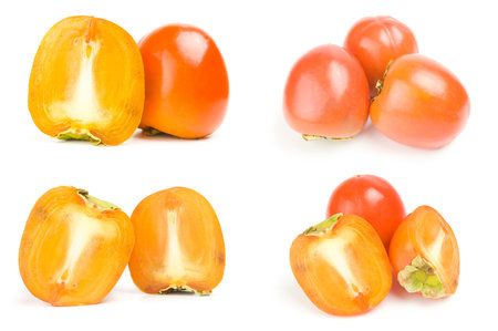 Group of persimmon isolated on a white backgroundの写真素材