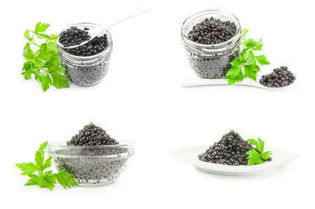 Collage of black fish eggsの写真素材