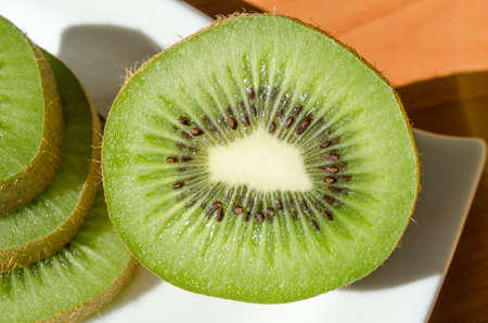 Sliced Kiwi Fruit Close-Upの写真素材