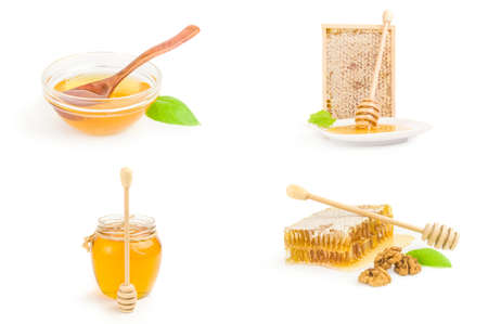 Set of honey isolated on a white backgroundの写真素材